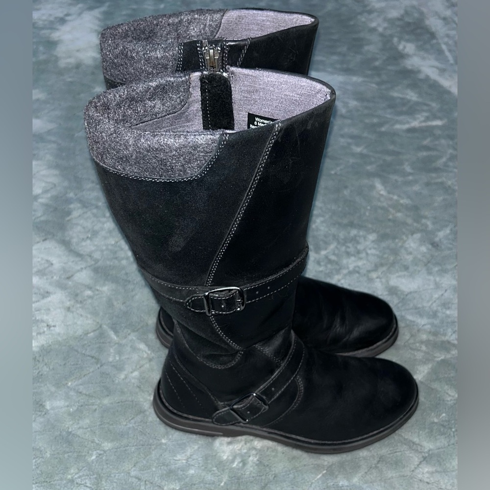 LL Bean Park Ridge Tall Black Suede Leather Boots Women’s Size 6 Equestrian